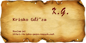 Krisko Géza névjegykártya